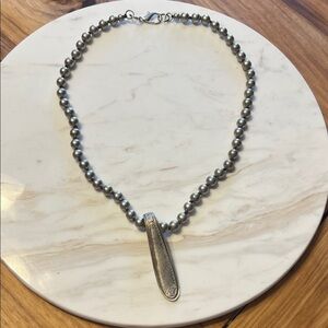 Western Silver Pearl Spoon Necklace